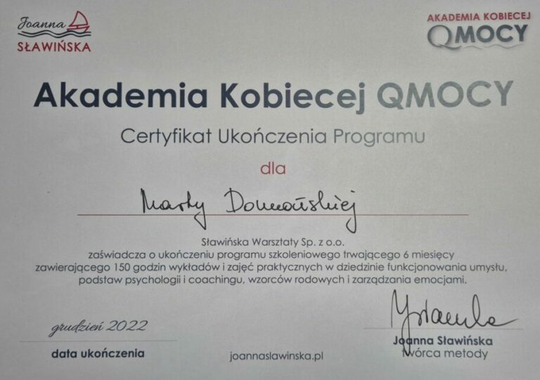 Marta Domańska – Certyfikowany Coach Kognitywny